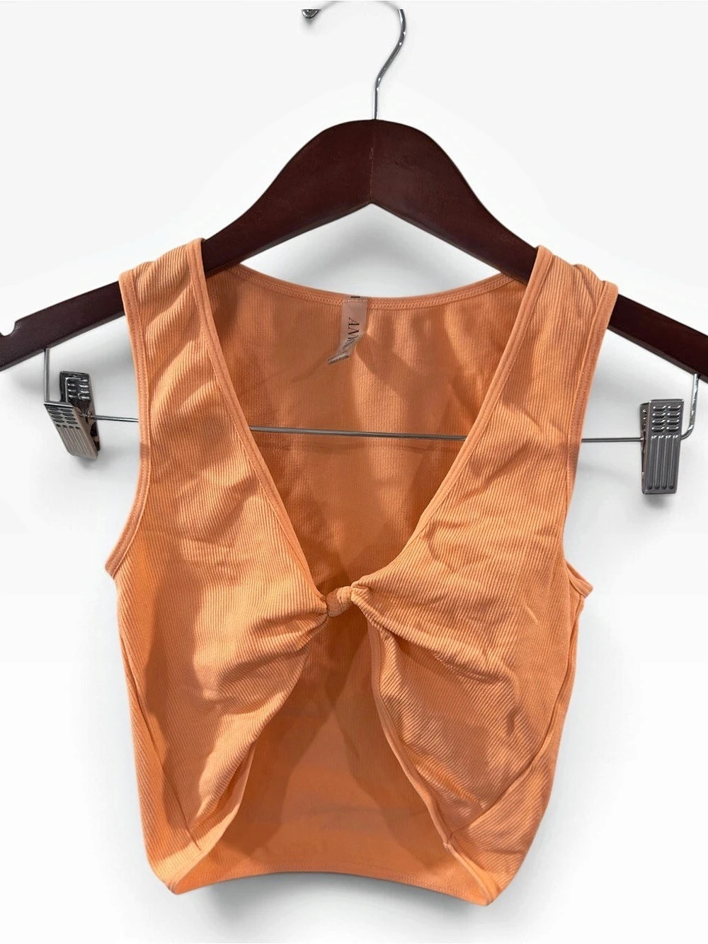 Anwnd Ribbed Twist Front Crop Top Orange Size S/M